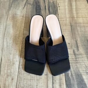 Black square toe and clear block heel